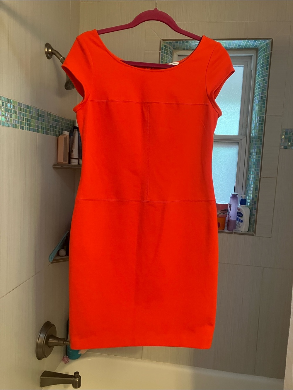 Banana Republic Orange-Red Cap-Sleeve Sheath Dress
